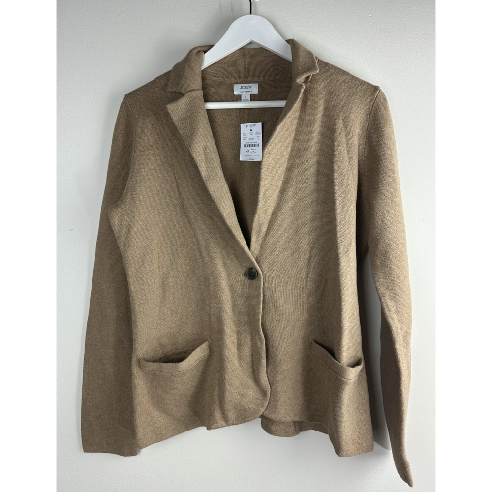 New J.Crew Factory Schoolboy Sweater Blazer Heather Acorn Brown Small Stretch - Picture 2 of 11